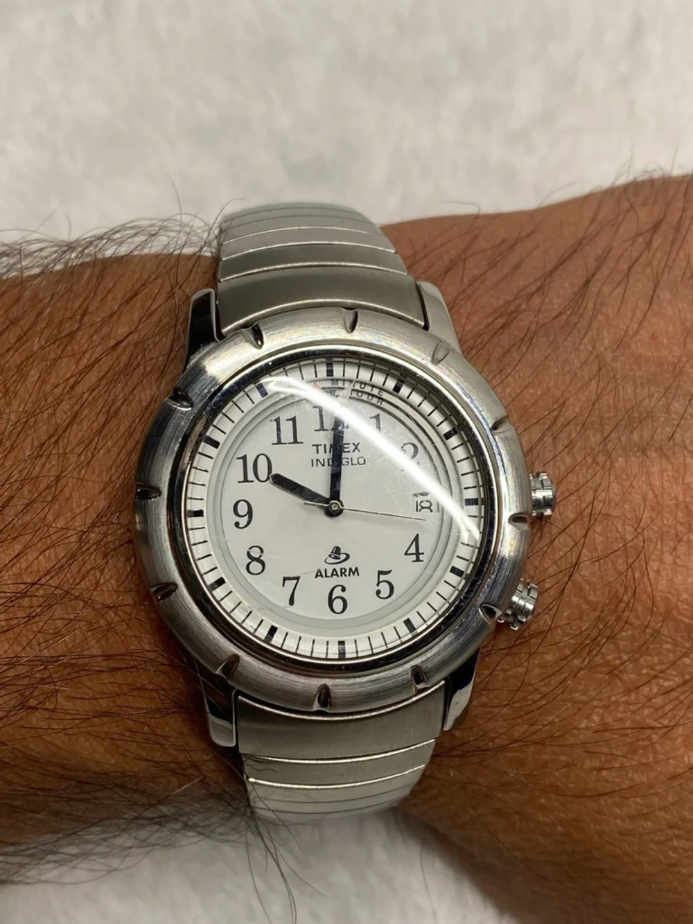 Rear Vintage Timex Indiglo Shemue Silver Watch New Battery